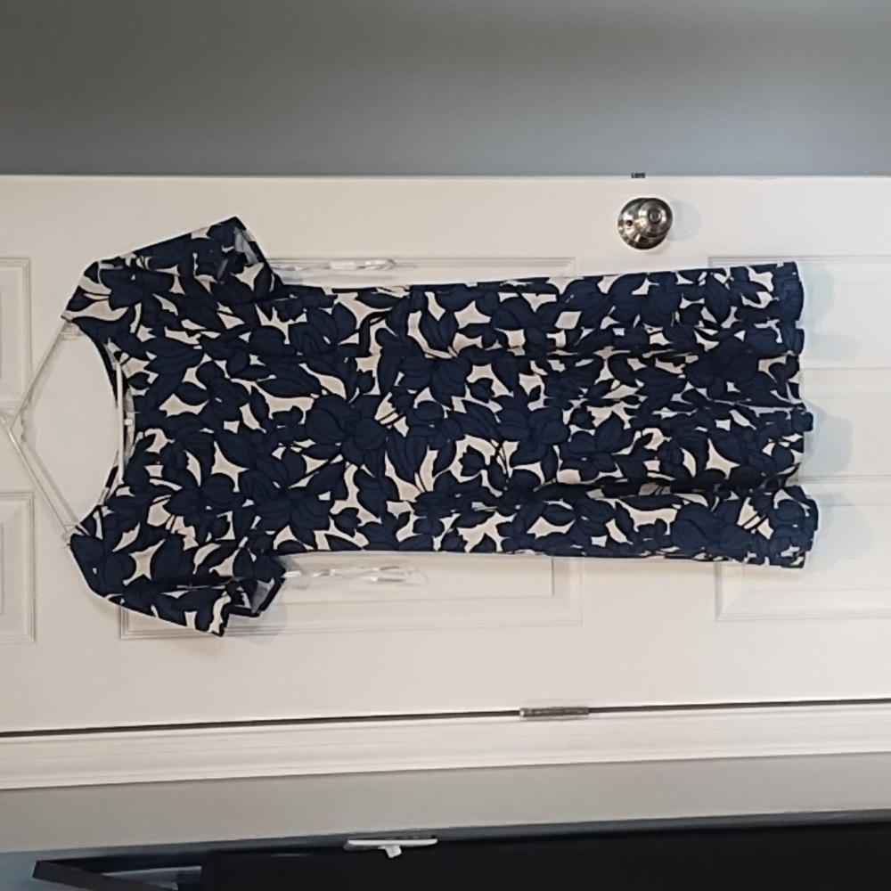Ann Taylor Blue and White Floral Dress